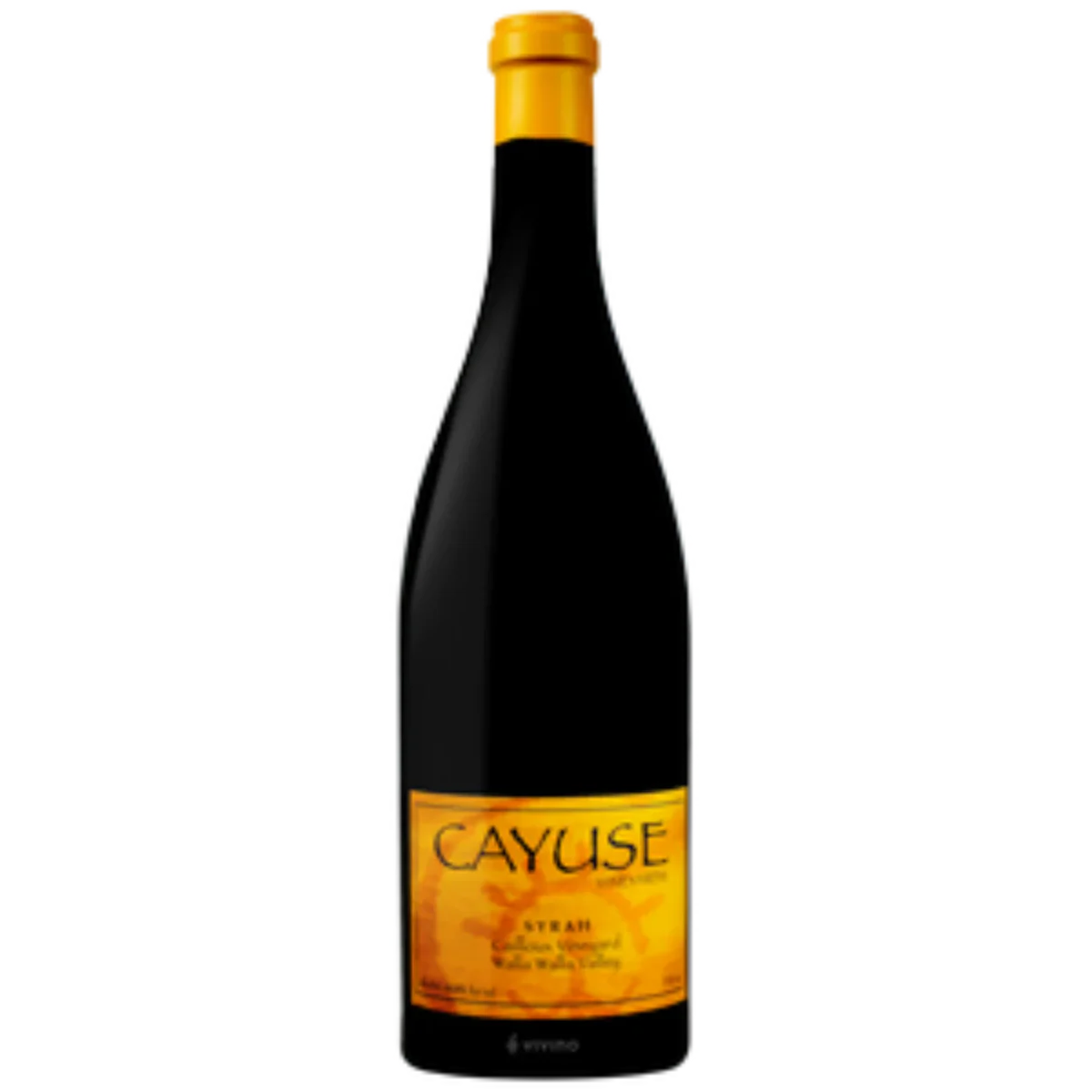 Bottle of 2009 Cayuse Armada Syrah – biodynamic Walla Walla red wine with dark color, notes of smoked meat, black olive, truffle, and iron-laced complexit