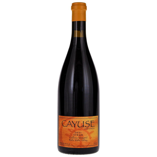 Bottle of 2009 Cayuse Cailloux Vineyard Syrah – biodynamic Walla Walla red wine with deep purple color, flavors of olive, tar, and crushed rock, and savory complexity.