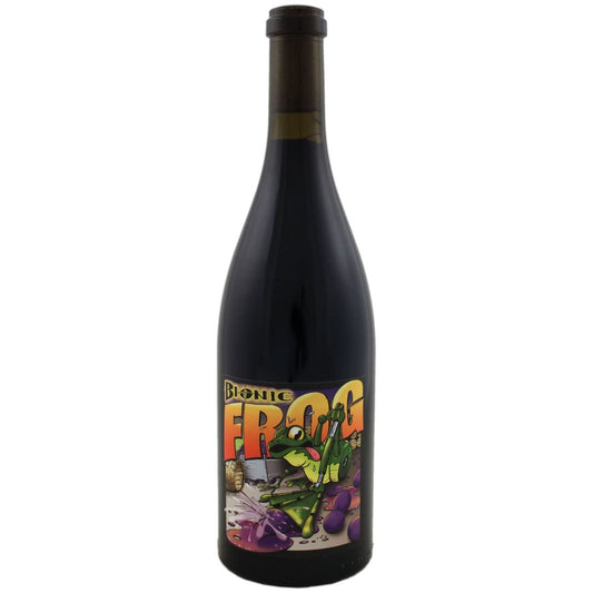 Bottle of 2011 Cayuse Bionic Frog Syrah – biodynamic Walla Walla red wine with deep garnet color, aromas of bacon fat, blackberry, and toasted spice.