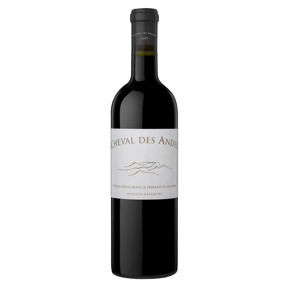 Bottle of 2018 Cheval des Andes – Premium Malbec Cabernet blend from Mendoza, Argentina