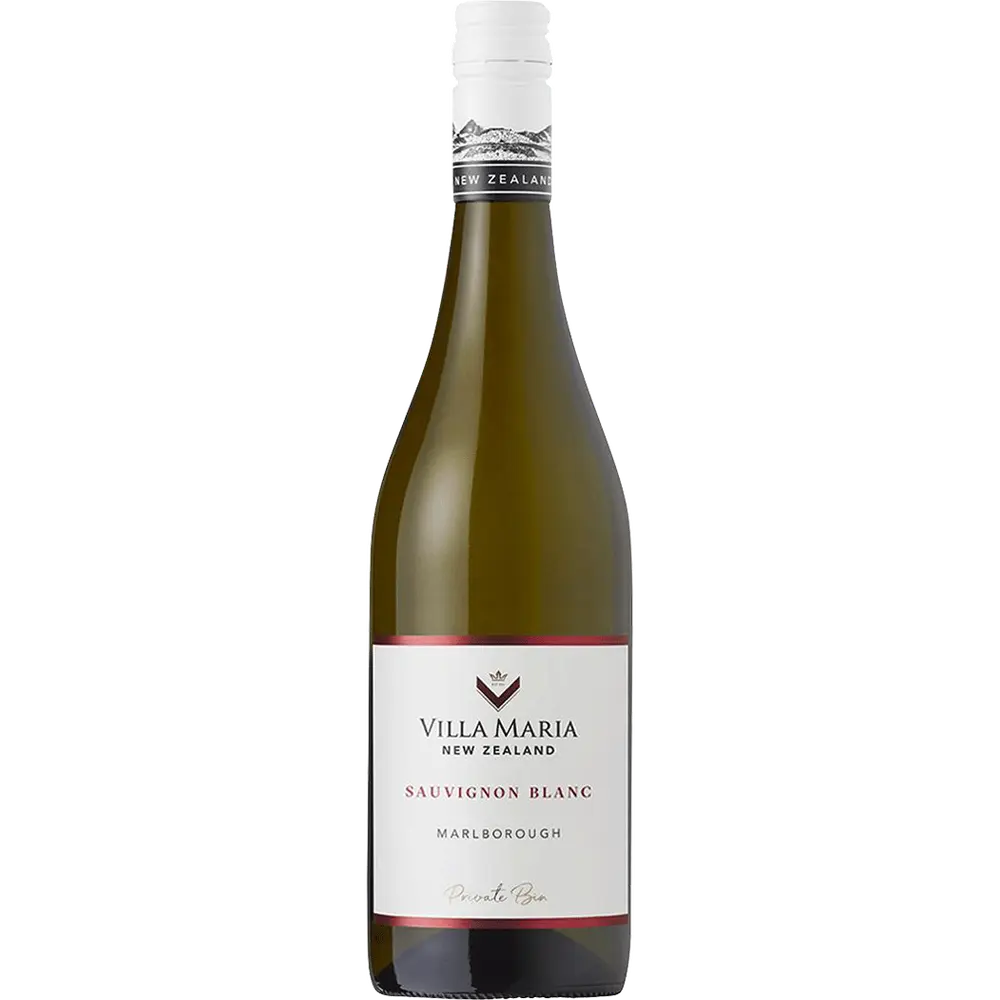 Villa Maria Sauvignon Blanc wine bottle on a white background