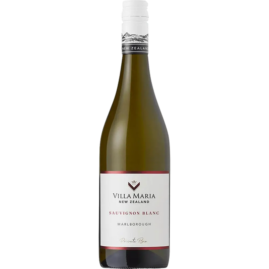 Villa Maria Sauvignon Blanc wine bottle on a white background