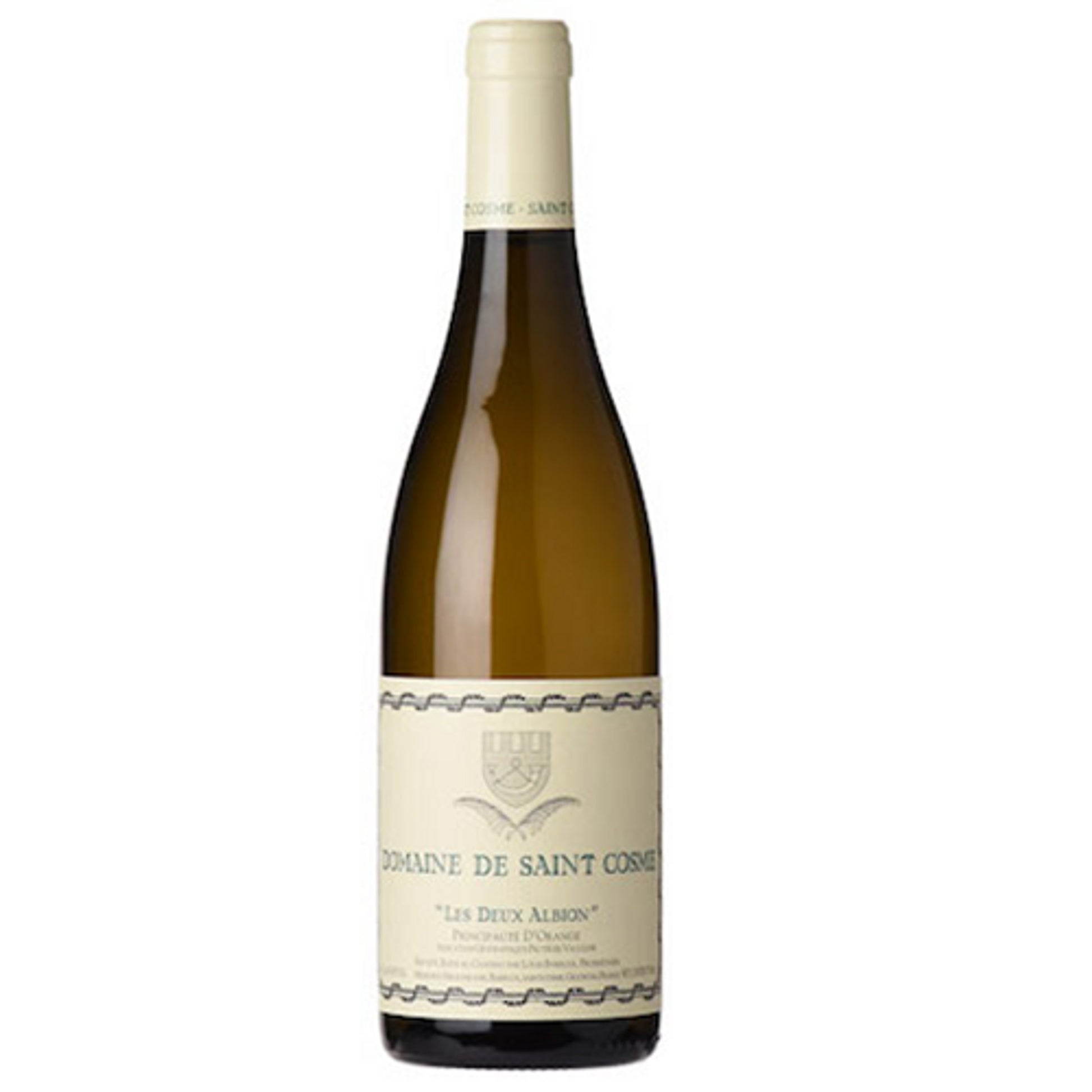 Château de Saint Cosme Les Deux Albion Blanc 2023 bottle – IGP Vaucluse southern Rhône white blend