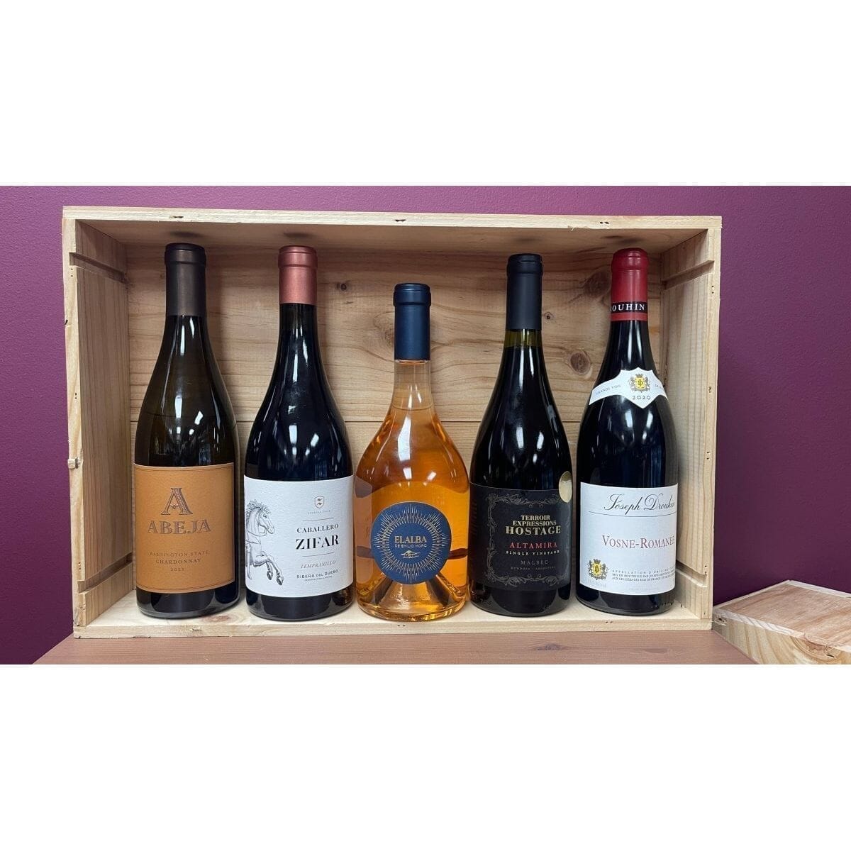 Dim Gray Abeja Chardonnay, Caballero Zifar, Emilio Moro, Terroir Expressions, & Joseph Drouhin Vosne-Romanée Gift Set Caná Wine Shop Wine