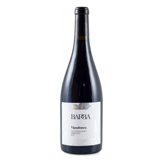 Wine bottle with 'Barba' label on a white background