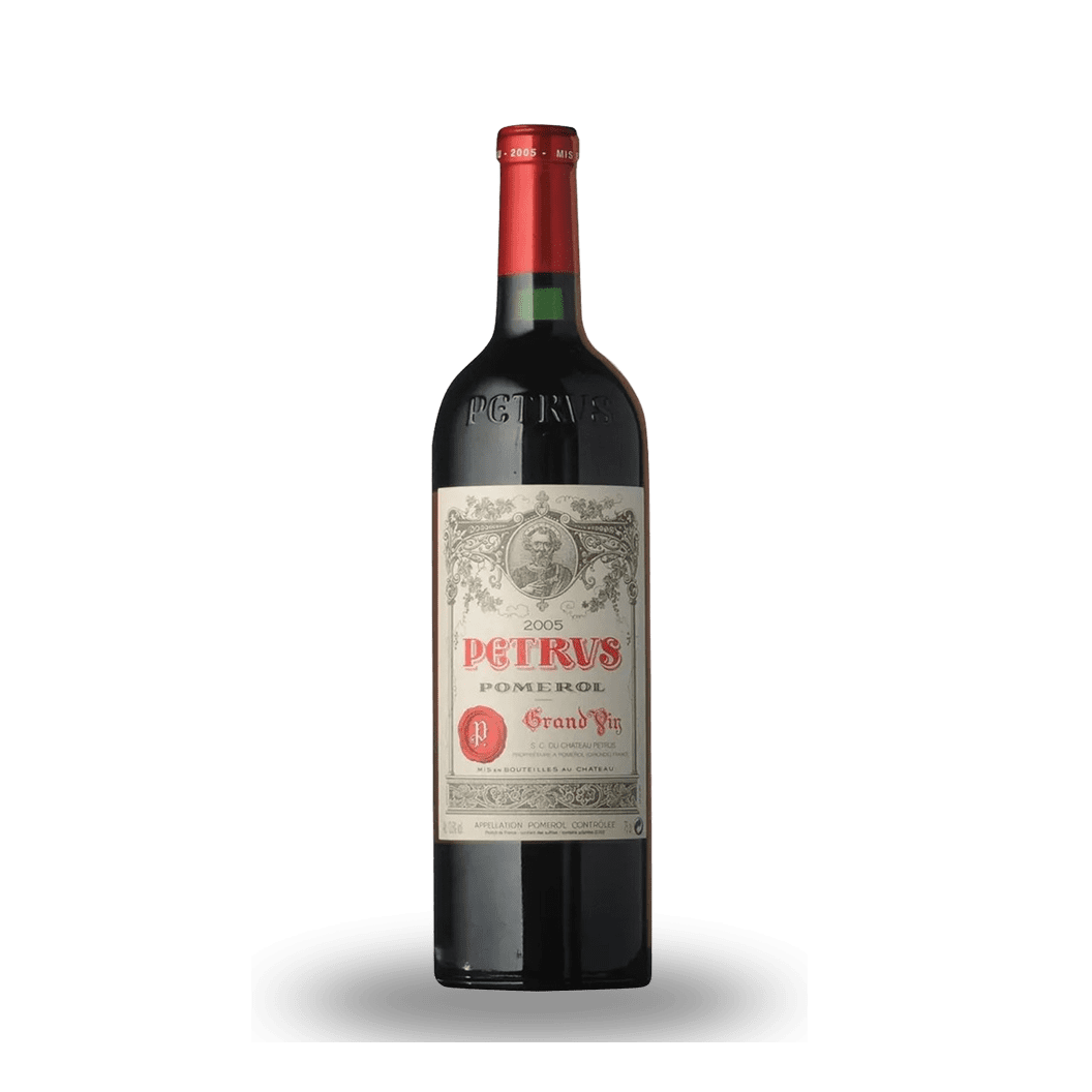 Bottle of Château Pétrus 2008 – elegant Merlot from Pomerol with notes of dark berry, chocolate, and floral spice, aged to Bordeaux perfection.