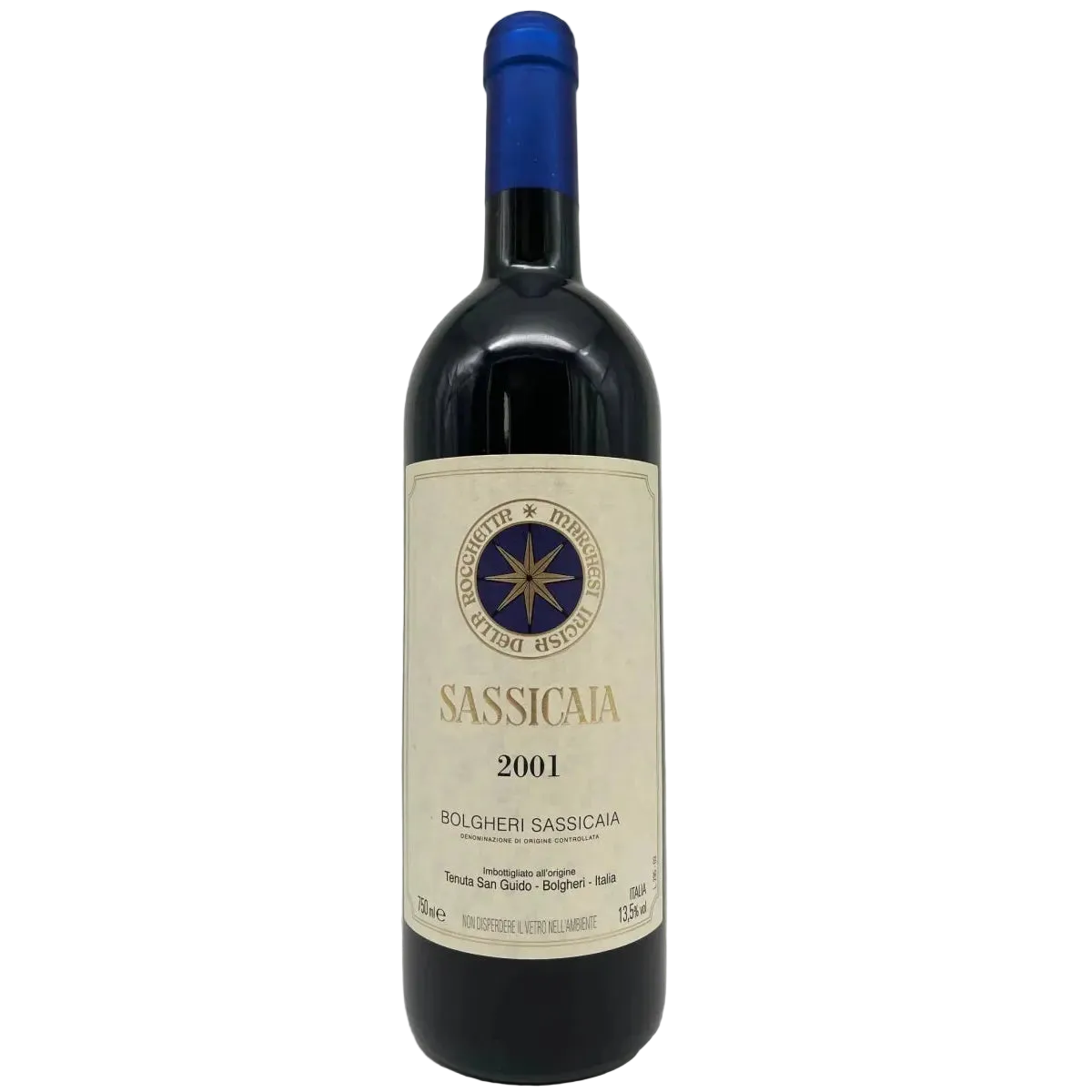 Tenuta San Guido Sassicaia 2001 bottle – aged Super‑Tuscan from Bolgheri, Italy