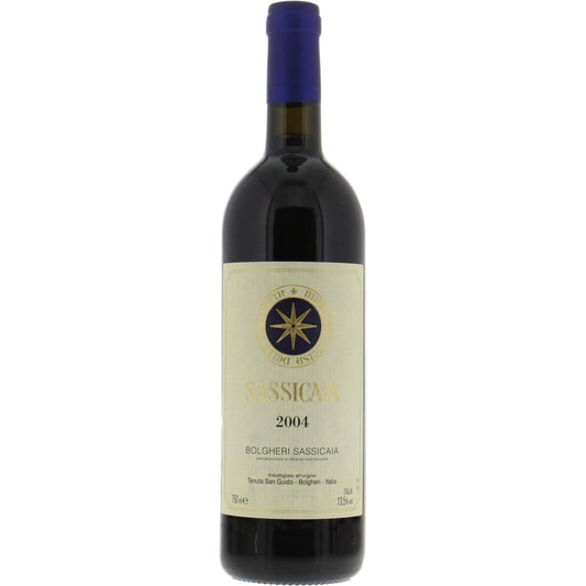 Tenuta San Guido Sassicaia 2004 bottle – aged Super‑Tuscan Cabernet blend from Bolgheri, Italy