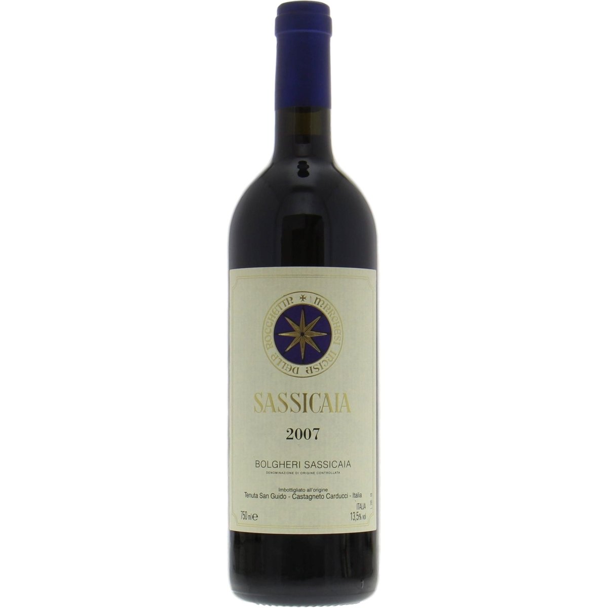 Tenuta San Guido Sassicaia 2007 bottle – aged Super‑Tuscan blend from Bolgheri, Tuscany