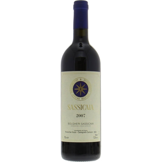 Tenuta San Guido Sassicaia 2007 bottle – aged Super‑Tuscan blend from Bolgheri, Tuscany