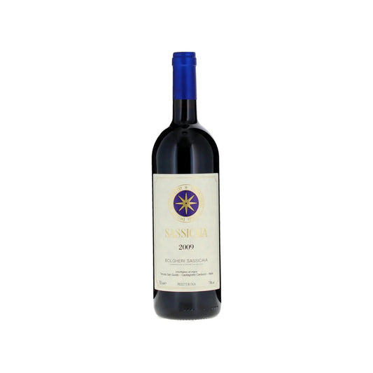 Bottle of Tenuta San Guido Sassicaia 2009 – aged Super‑Tuscan blend from Bolgheri, Italy