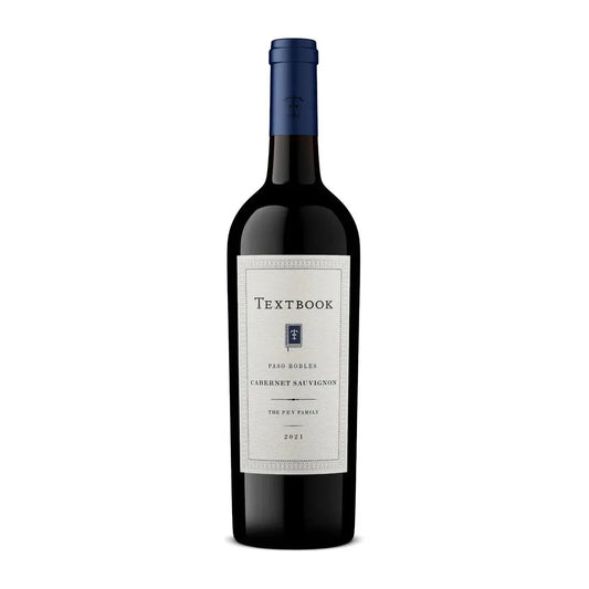 Bottle of Textbook Paso Robles Cabernet Sauvignon 2022 – bold California red wine with deep ruby color, black cherry and vanilla notes, aged in French oak.