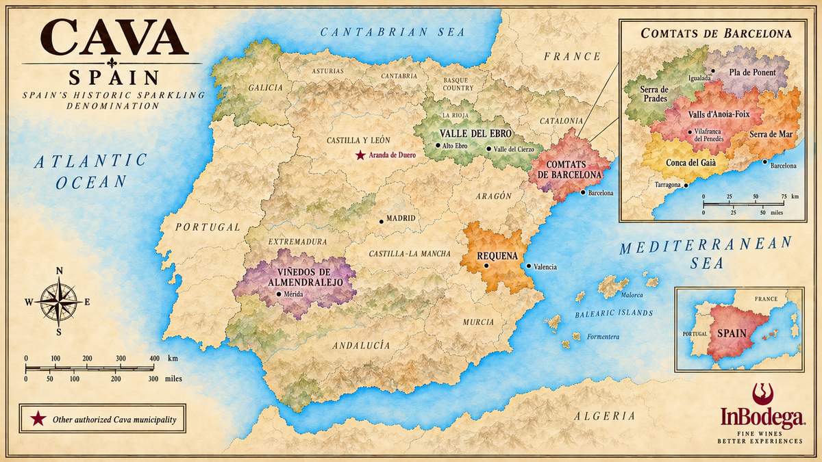Cava Spain wine region map