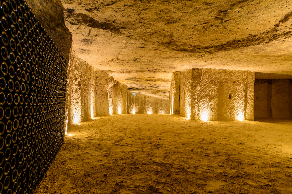 Charles Bove chalk cellar in Montrichard, Loire Valley, with bottles ageing in the former tuffeau quarry — image via Vintage '59