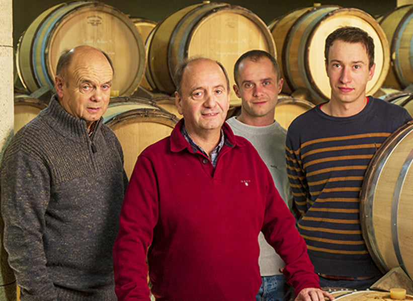 Domaine Larue family in the cellar in Saint-Aubin, Burgundy
