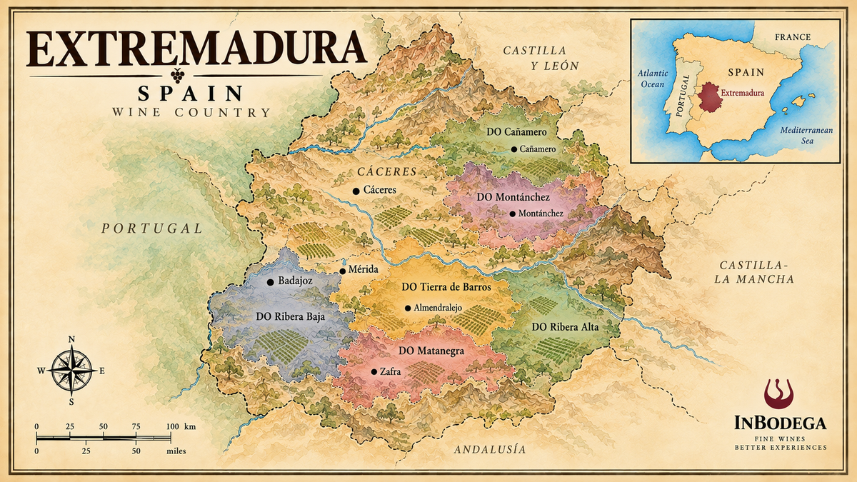 Extremadura Spain wine region map