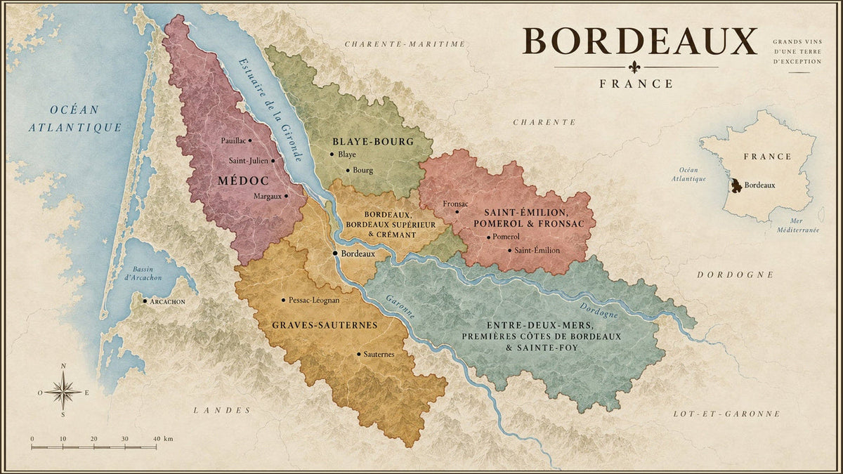 Bordeaux wine region map