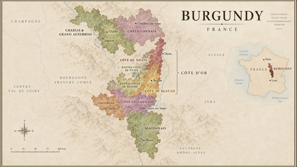 Burgundy wine region map