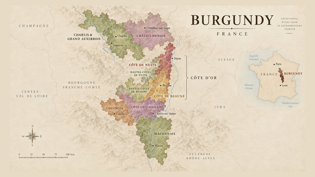 Burgundy wine region map