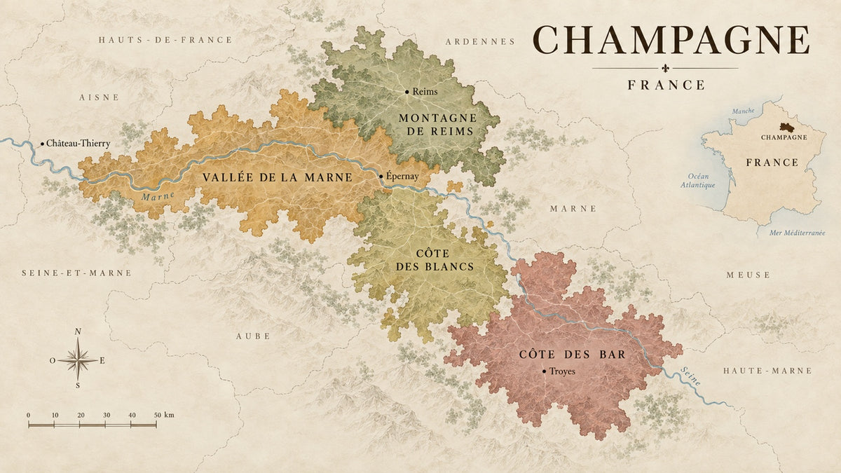 Champagne wine region map