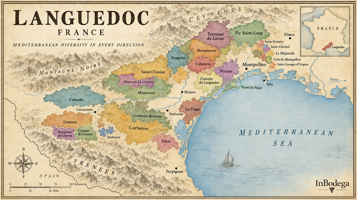 Languedoc France wine region map