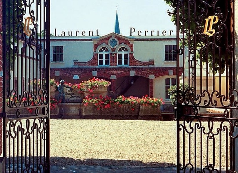 Entrance gates and historic Champagne Laurent-Perrier house in Tours-sur-Marne