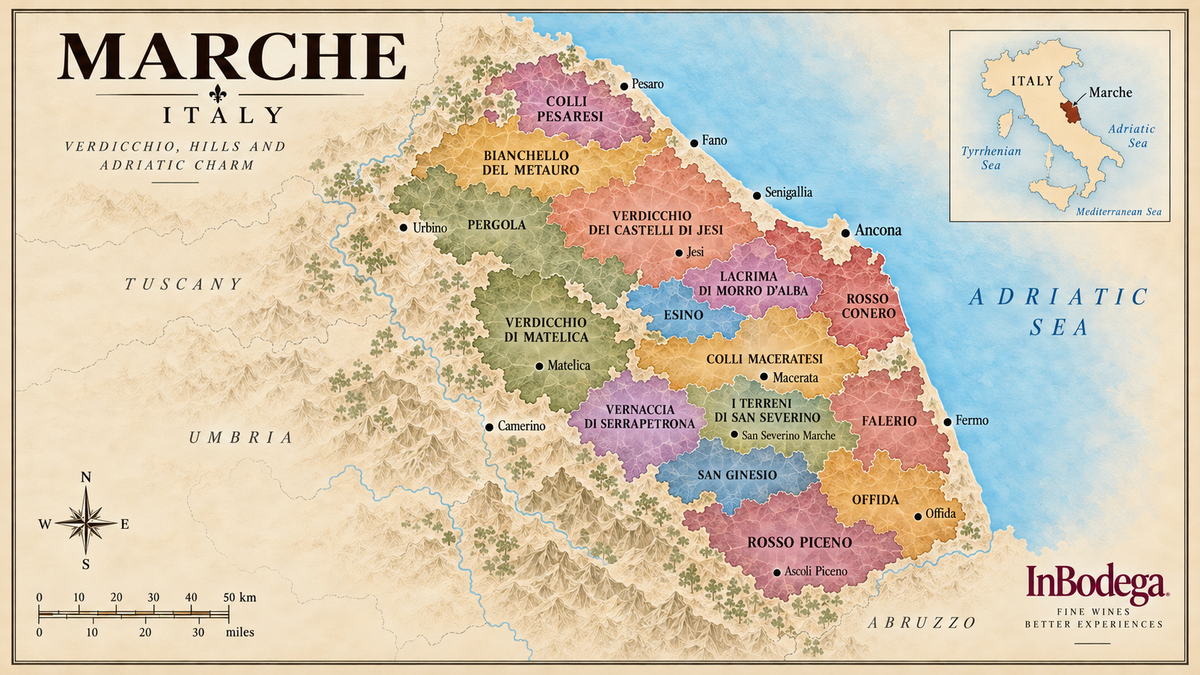 Marche Italy wine region map