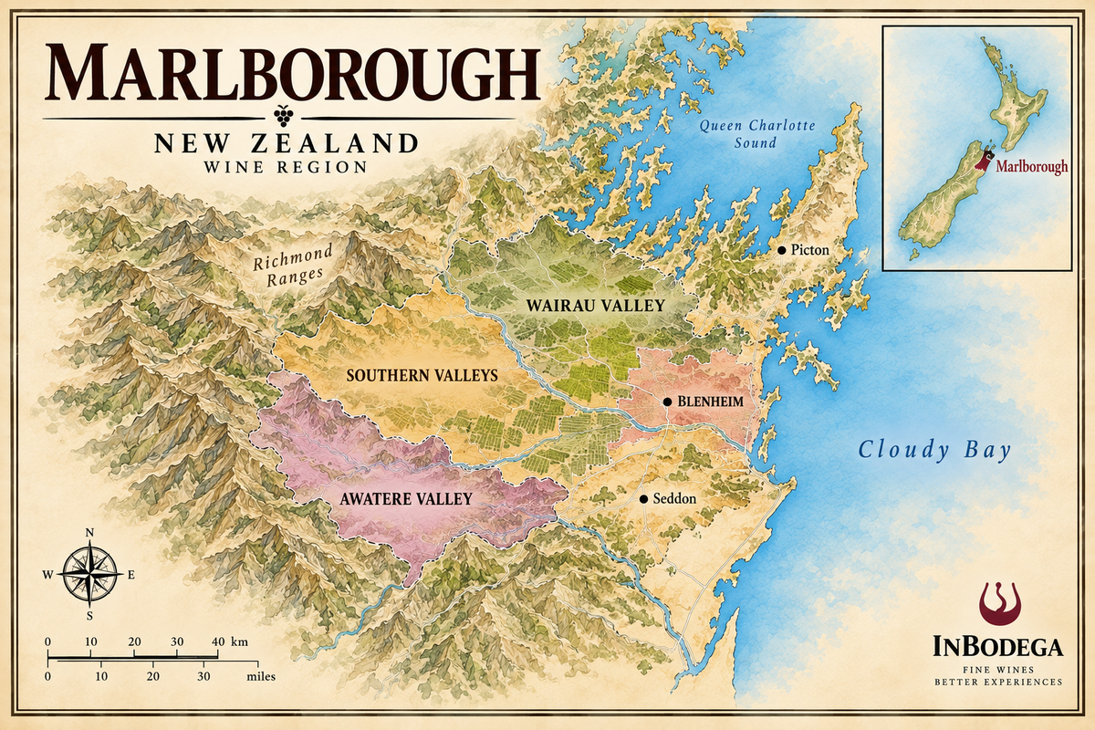 Marlborough New Zealand wine region map