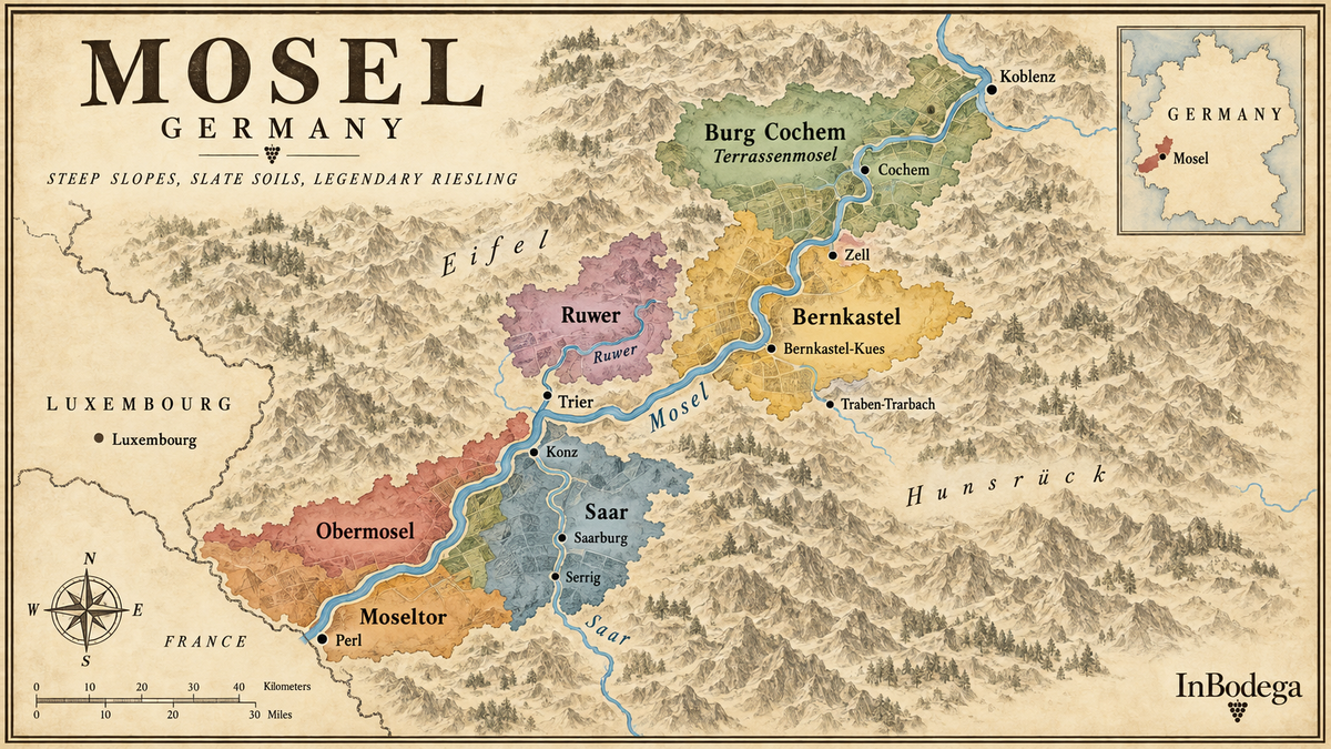 Mosel Germany wine region map