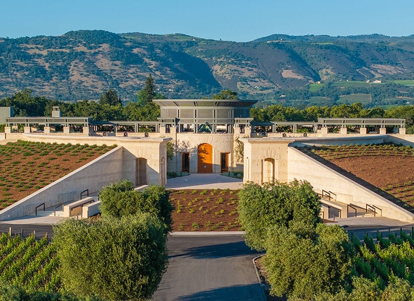 Opus One winery building and landscaped estate in Napa Valley, California