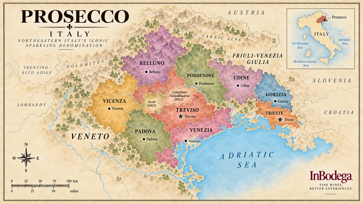 Prosecco Italy wine region map