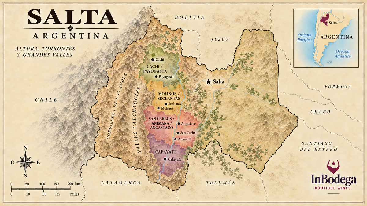 Salta Argentina wine region map