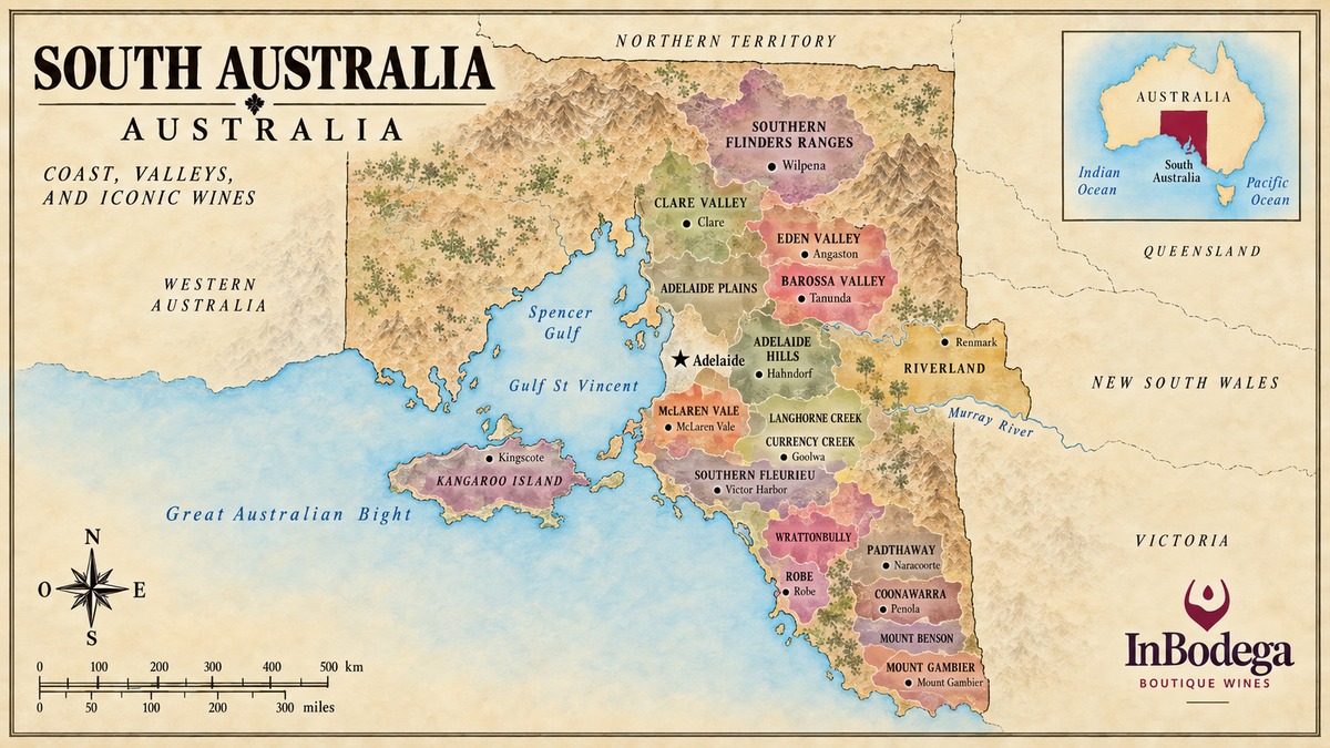 South Australia wine region map