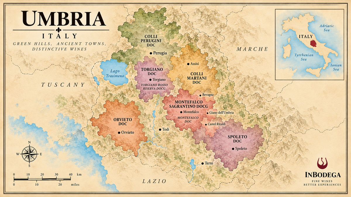 Umbria Italy wine region map