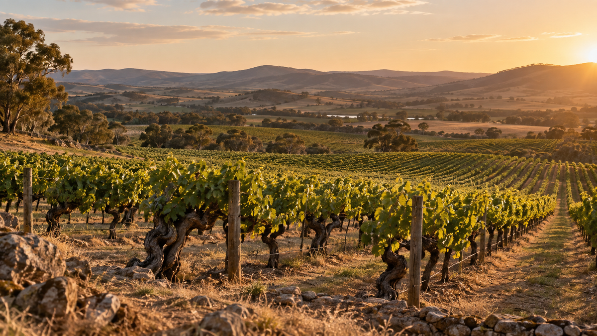 Old-vine vineyard landscape in South Australia
