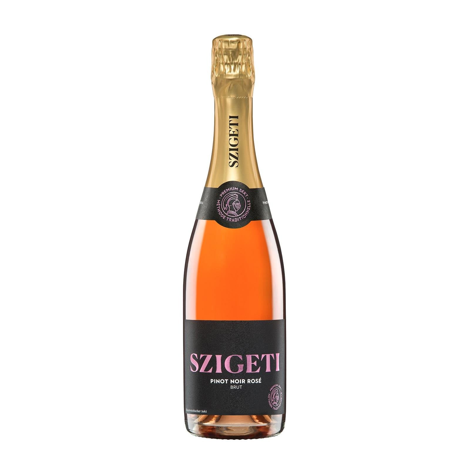Szigeti Pinot Noir Rosé Brut 2018 bottle, Austrian sparkling rosé from Burgenland