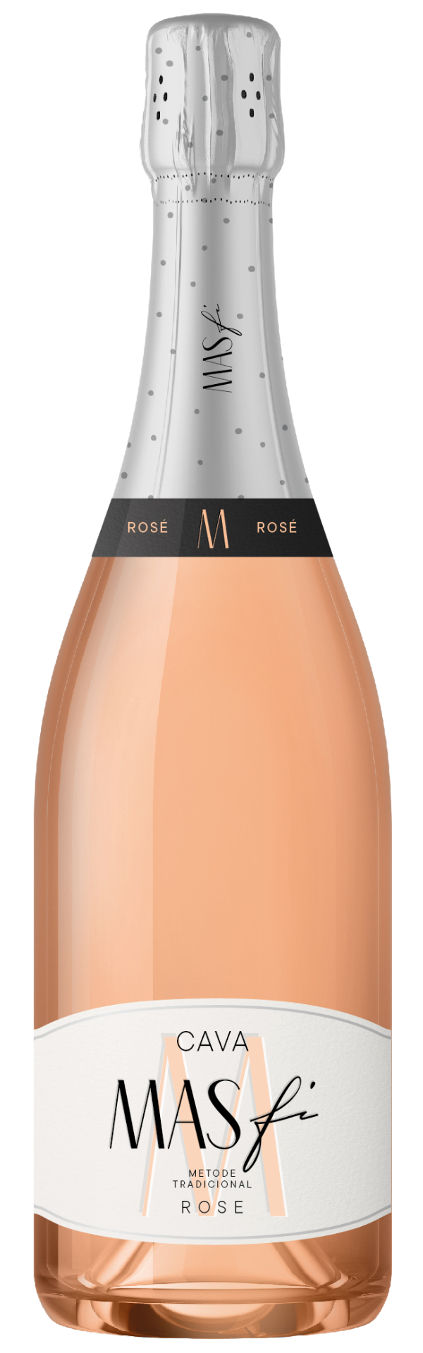 Mas Fi Cava Brut Rosé NV sparkling wine bottle from D.O. Cava, Spain