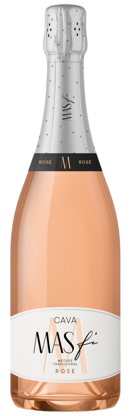 Mas Fi Cava Brut Rosé NV sparkling wine bottle from D.O. Cava, Spain