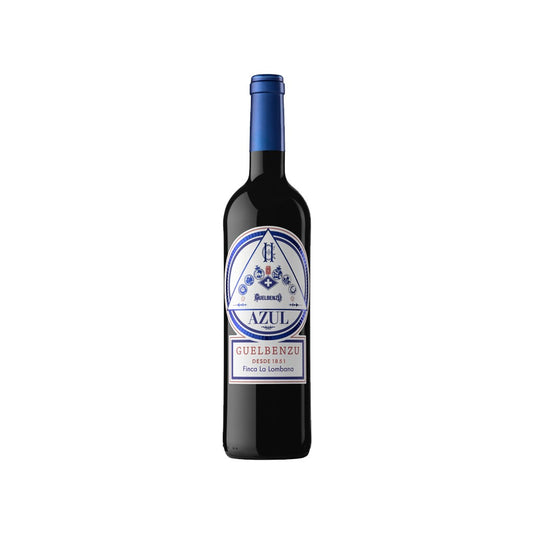 Guelbenzu Azul 2019 bottle, Ribera del Queiles Spanish red blend with Tempranillo, Syrah, Cabernet Sauvignon, Graciano