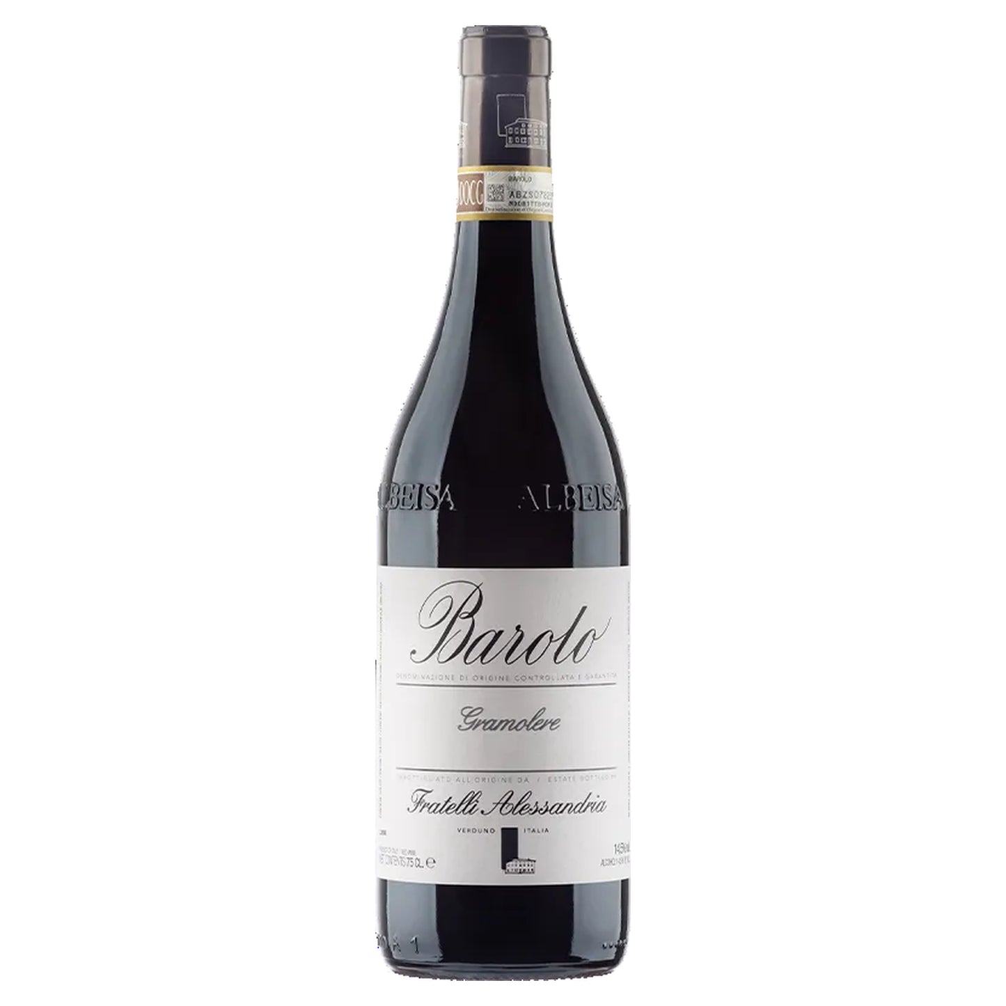 Fratelli Alessandria Barolo Gramolere bottle – Barolo DOCG from the Gramolere vineyard in Monforte d'Alba made from 100% Nebbiolo
