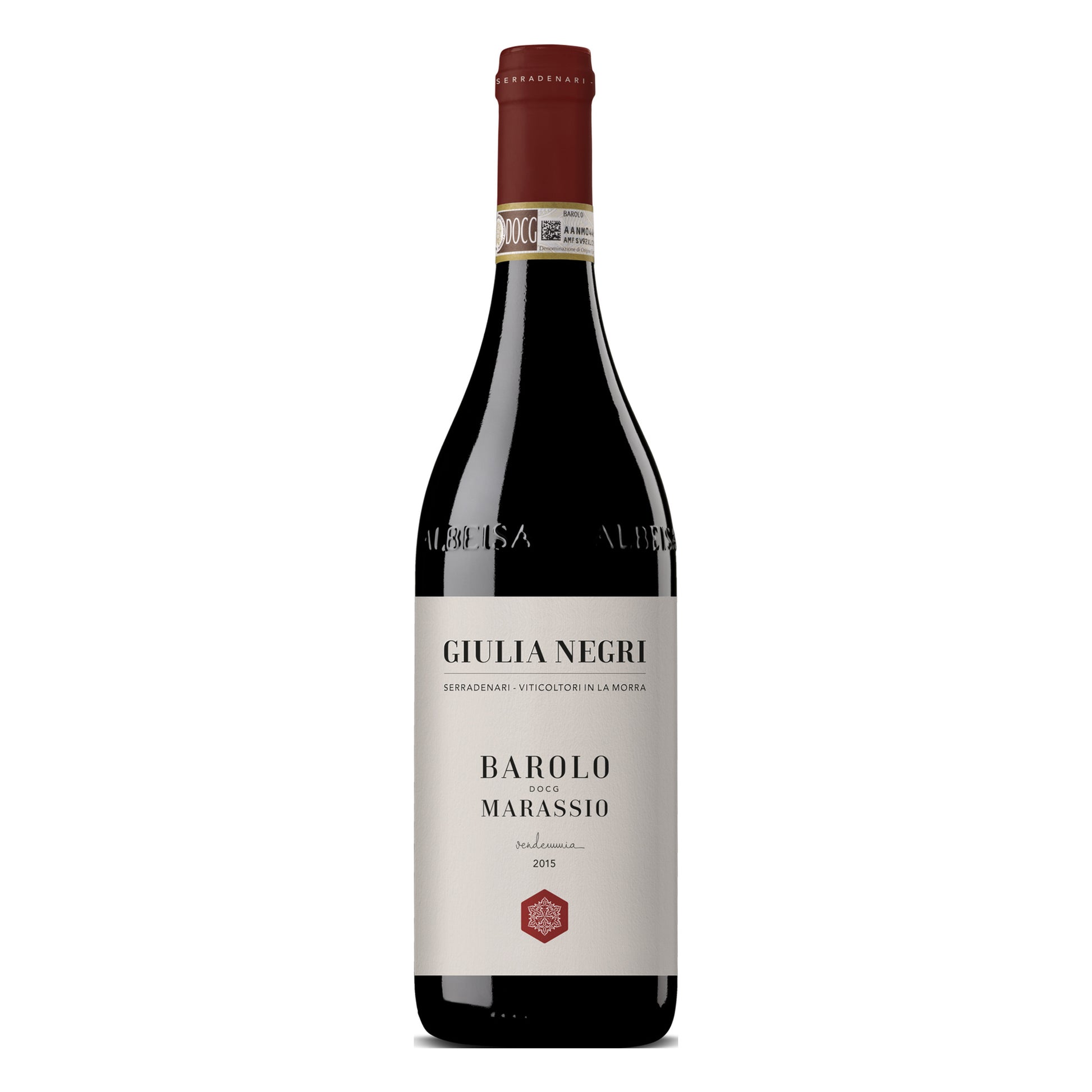 Giulia Negri Barolo Marassio 2015 bottle – Nebbiolo from the Serradenari vineyard in La Morra Piedmont Italy