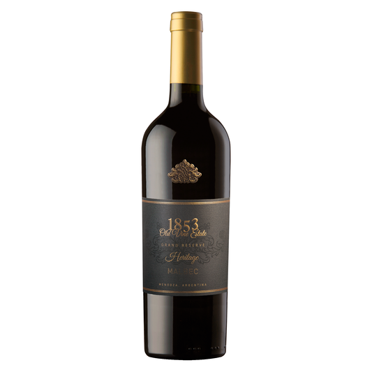 1853 Old Vine Estate – Heritage Malbec 2019 – Mendoza Argentina — representative bottle from Heritage Grand Reserve reference; vintage not shown.