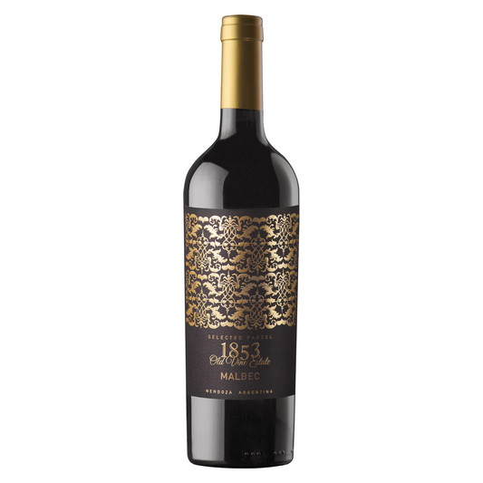1853 Old Vine Estate – Selected Parcel Malbec 2021 – Mendoza Argentina — representative bottle from importer packaging reference; vintage not shown.