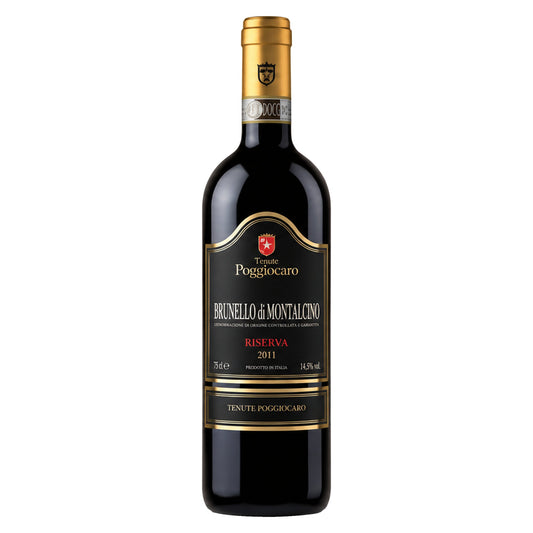 Tenute Poggiocaro – Brunello di Montalcino Riserva 2011 – Tuscany Italy — bottle with 2011 shown