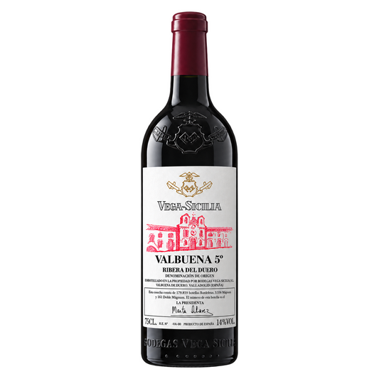 Vega Sicilia – Valbuena 5º 2010 – Ribera del Duero Spain — restored full bottle on white. Representative packaging; label vintage not shown.
