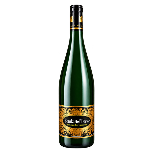 Weingüter Wegeler – Bernkasteler Doctor Riesling Beerenauslese 2013 – Mosel Germany — rebuilt full bottle on white. Representative image based on supplied Beerenauslese packaging; printed vintage not shown.