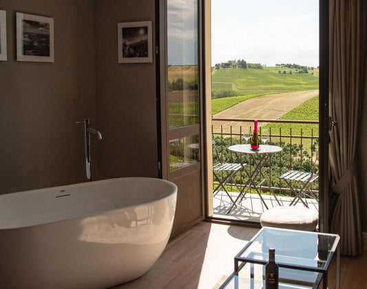 Montalbera Wine Suites overlooking vineyards in Castagnole Monferrato, Piedmont, Italy