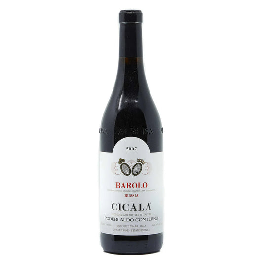 Poderi Aldo Conterno Barolo Cicala 2007 bottle – Barolo DOCG from the Bussia Cicala vineyard in Monforte d'Alba made from 100% Nebbiolo