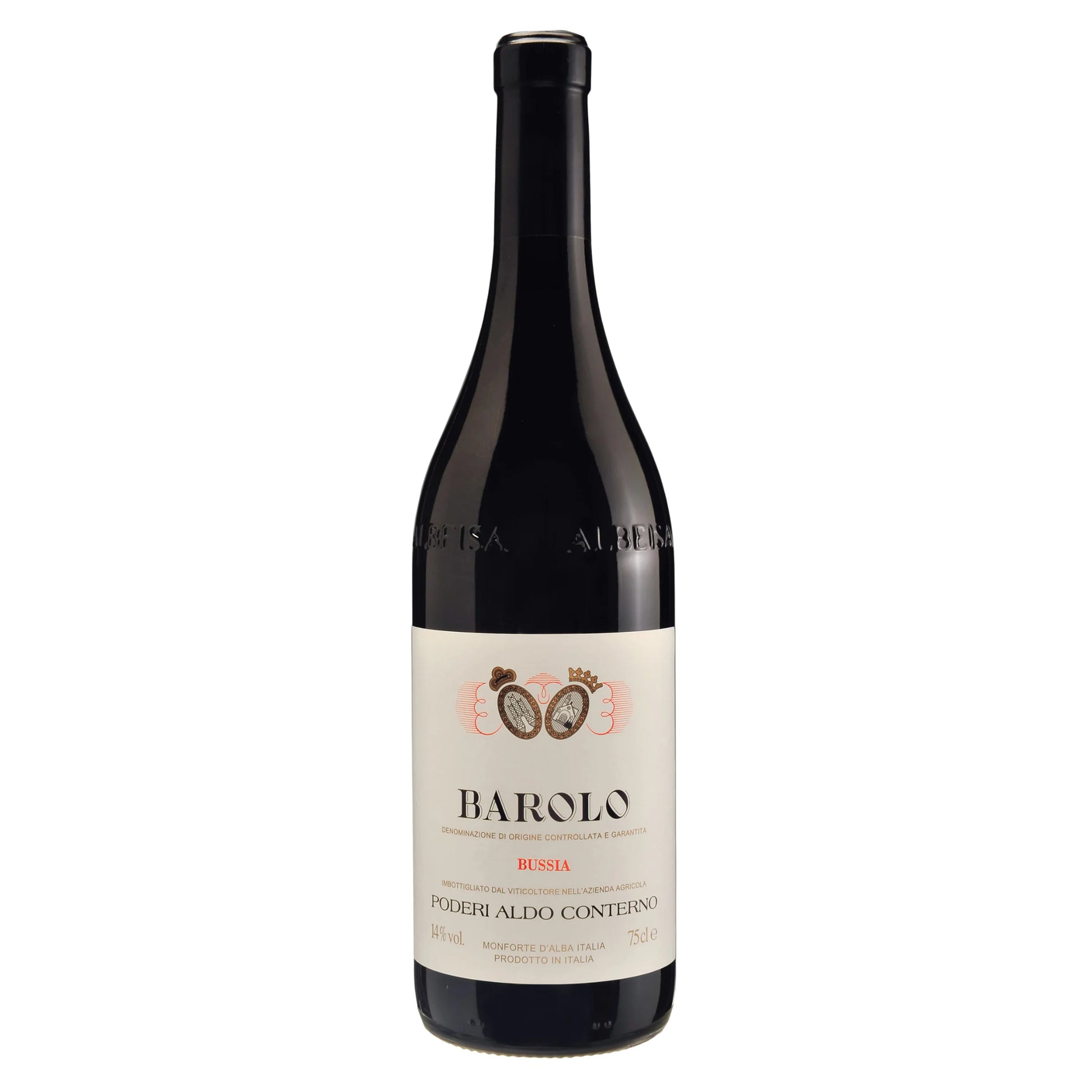 Poderi Aldo Conterno Barolo Granbussia Riserva bottle – Barolo DOCG Riserva from the Bussia vineyards in Monforte d'Alba made from 100% Nebbiolo