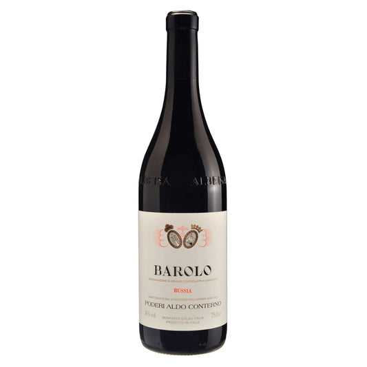 Poderi Aldo Conterno Barolo Granbussia Riserva bottle – Barolo DOCG Riserva from the Bussia vineyards in Monforte d'Alba made from 100% Nebbiolo